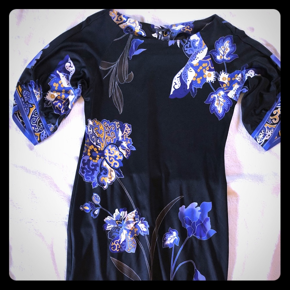 Elie Tahari Black Floral Print Dress